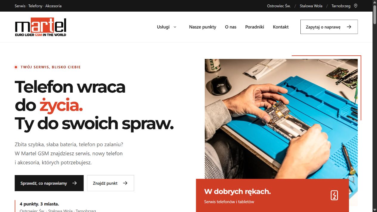 Podgląd strony Martel GSM