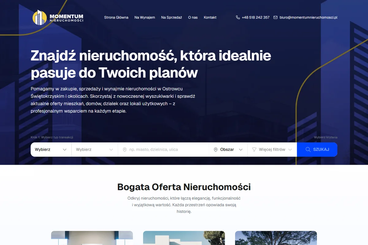 Podgląd strony Momentum Nieruchomości