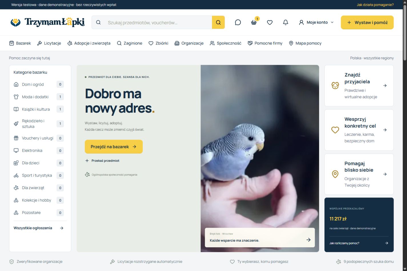 Podgląd strony Trzymam Łapki