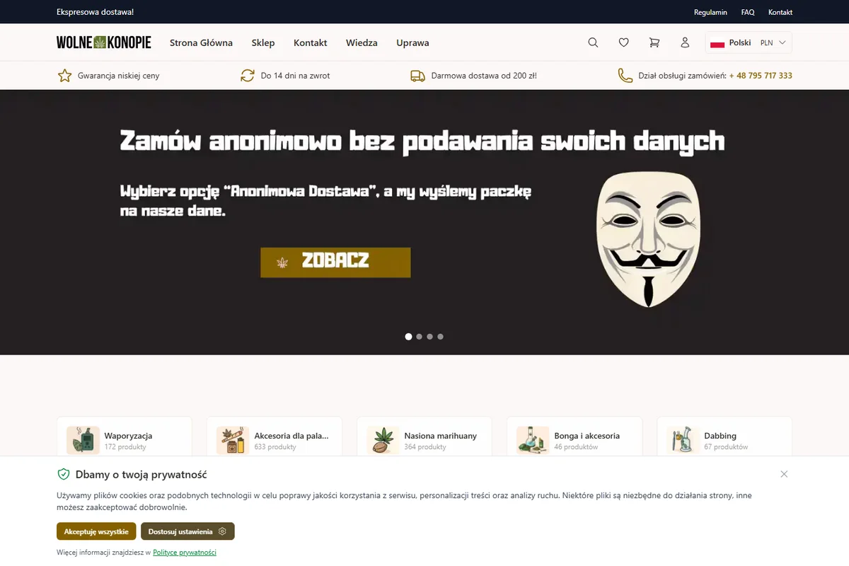 Podgląd strony Wolne Konopie